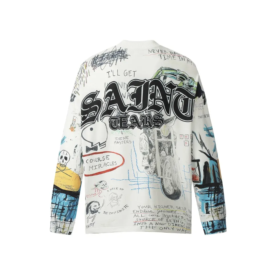 Saint michael tears all-over printed long-sleeved vintage autumn and winter T-shirt Style number: 110 Size: M L XL Wholesale price: 136 Color: Picture color